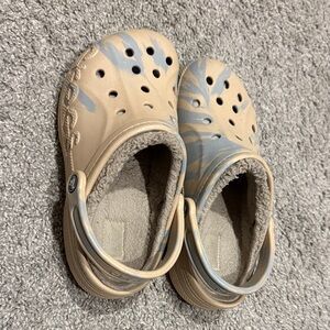 CROCS Tan and Gray Women's Slippers